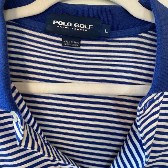 Men’s Polo Golf Ralph Lauren Golf Digest Striped Polo Size L Blue - Picture 2 of 4